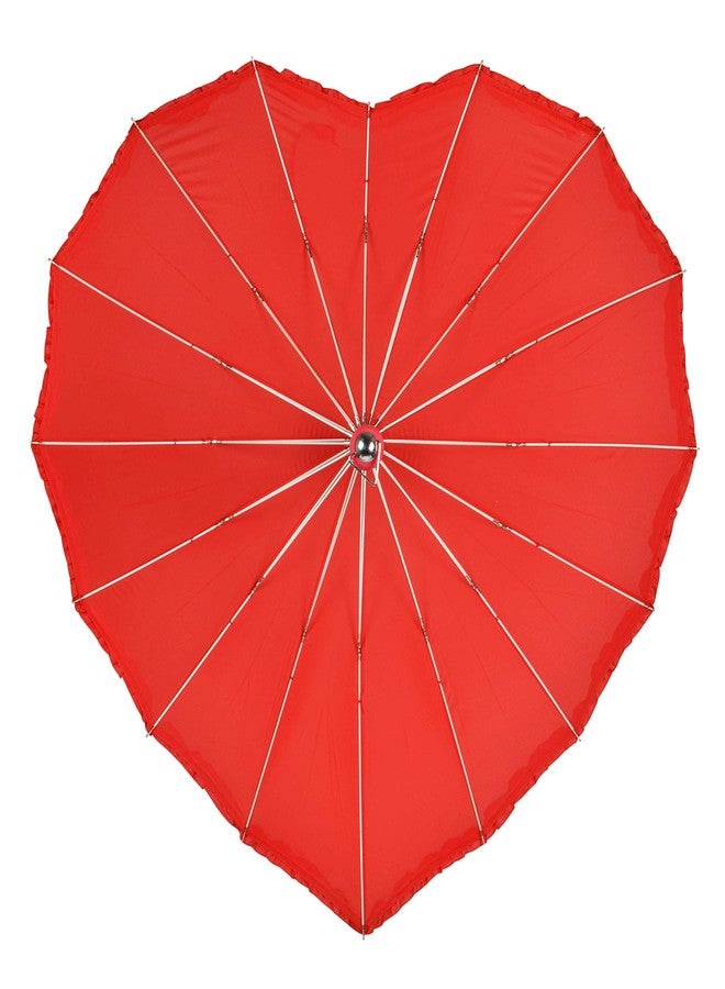 EUME Heart Shape Umbrella Valentine Gift Umbrella (Red) - Image 2